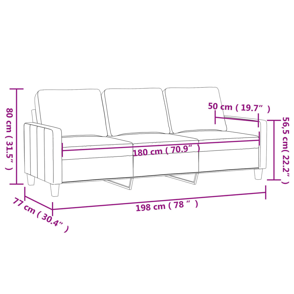 3 személyes cappuccino színű műbőr kanapé 180 cm