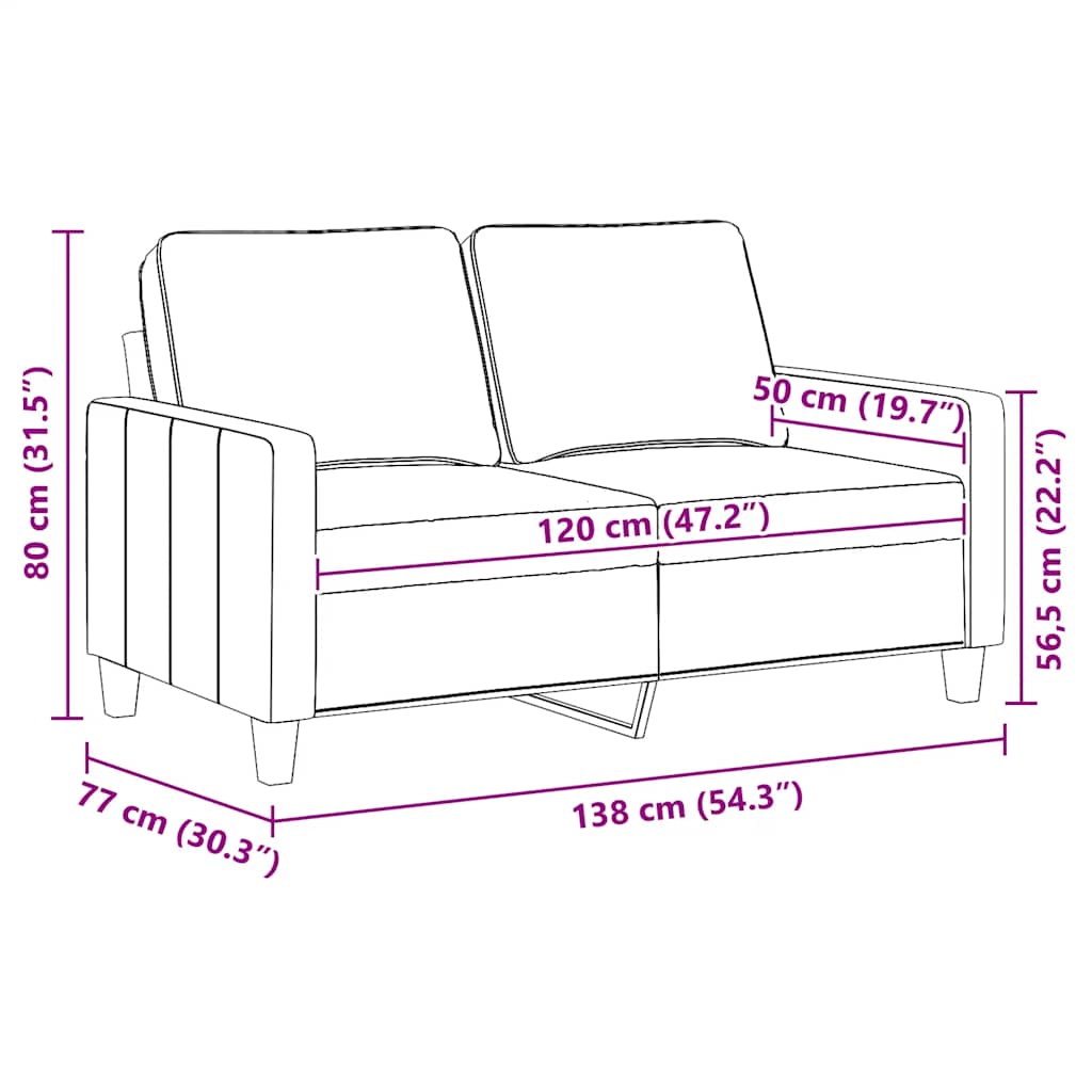 Kétszemélyes világosszürke szövetkanapé 120 cm