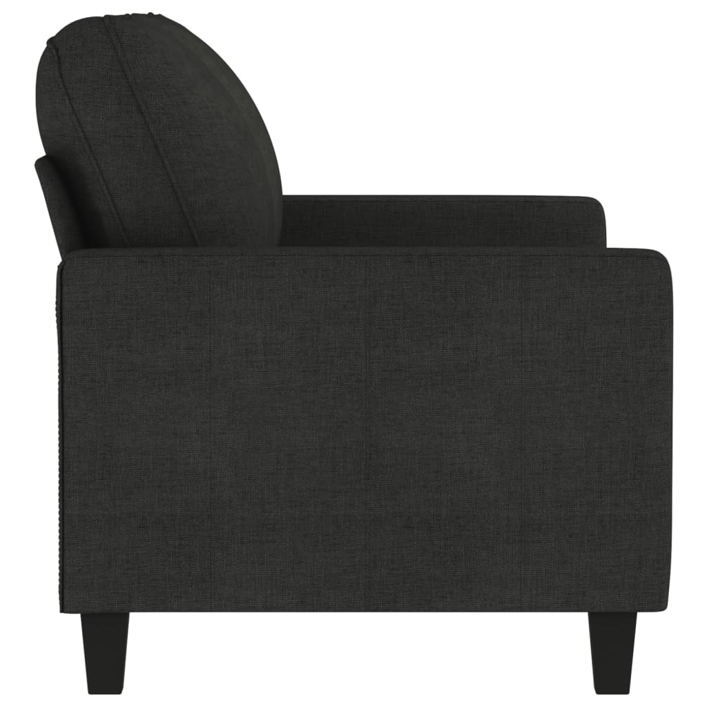 Kétszemélyes fekete szövetkanapé 120 cm