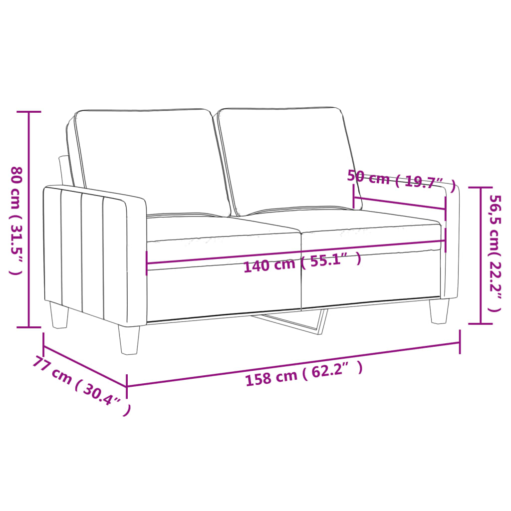 Kétszemélyes sötétszürke szövetkanapé 140 cm