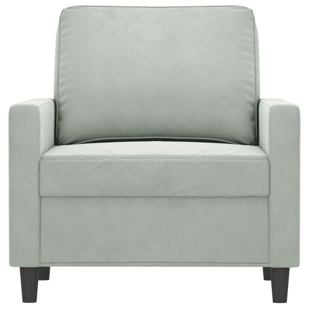 Világosszürke bársony kanapéfotel 60 cm