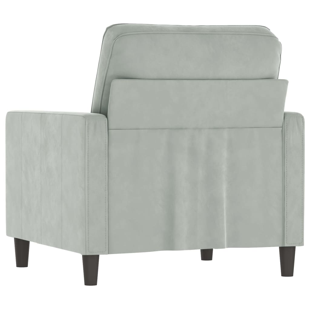 Világosszürke bársony kanapéfotel 60 cm