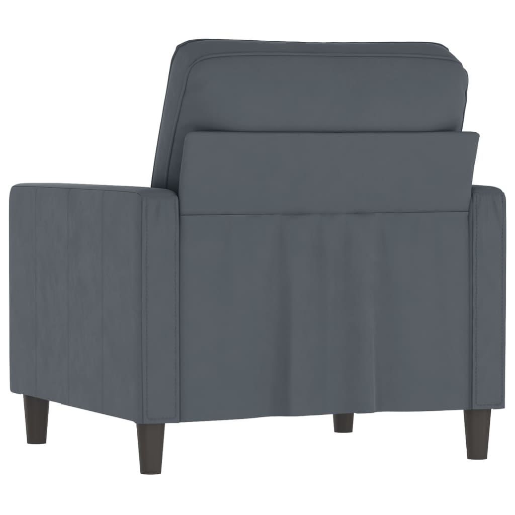 Sötétszürke bársony kanapéfotel 60 cm Sötétszürke bársony kanapéfotel 60 cm