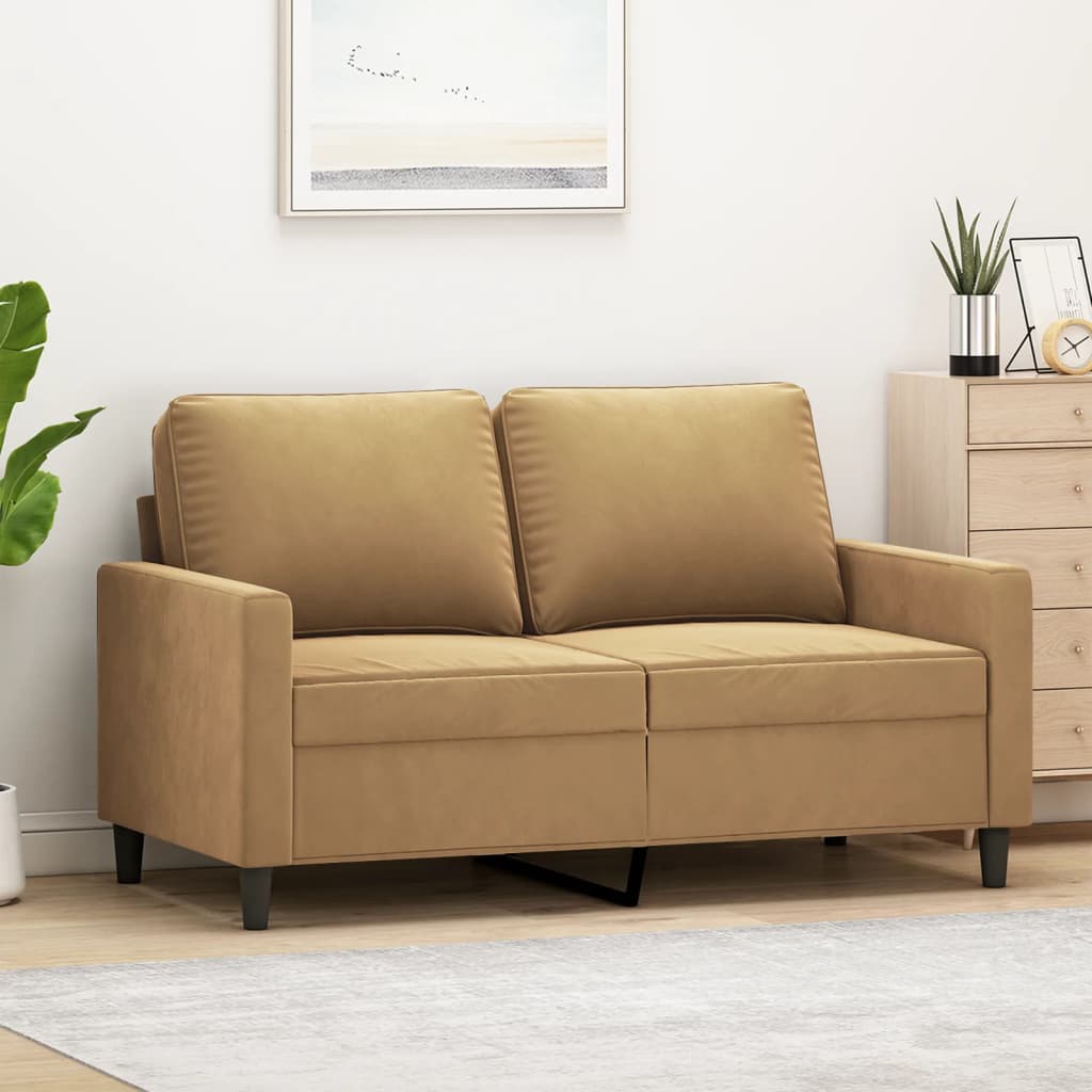 Kétszemélyes barna bársony kanapé 120 cm Kétszemélyes barna bársony kanapé 120 cm