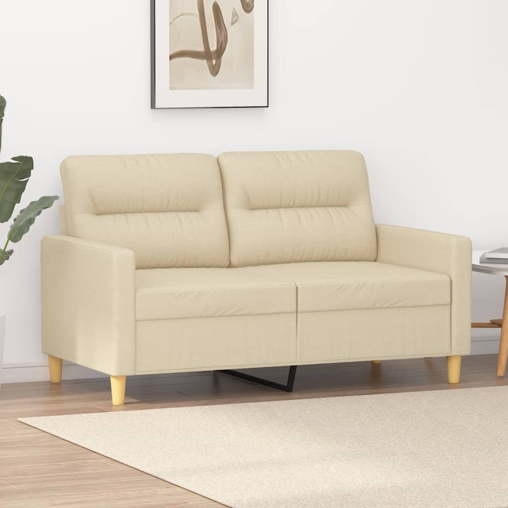 Kétszemélyes krémszínű szövetkanapé 120 cm Kétszemélyes krémszínű szövetkanapé 120 cm