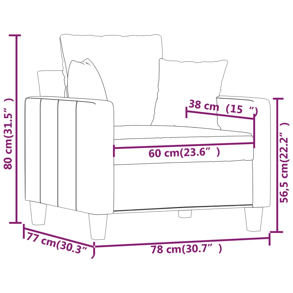 Fekete szövet kanapéfotel 60 cm