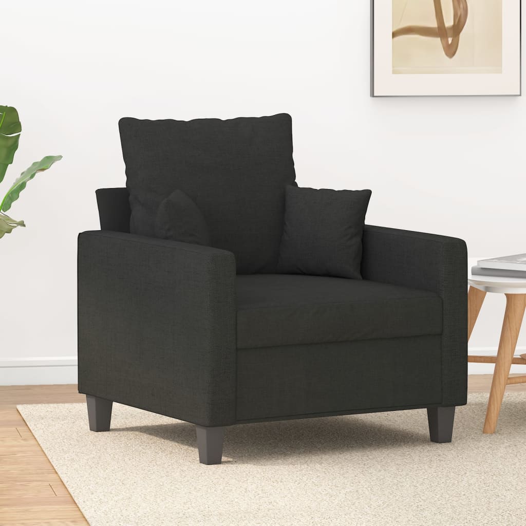 Fekete szövet kanapéfotel 60 cm