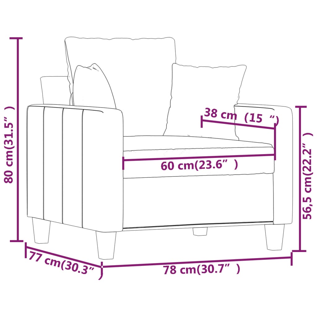 Bordó szövet kanapéfotel 60 cm