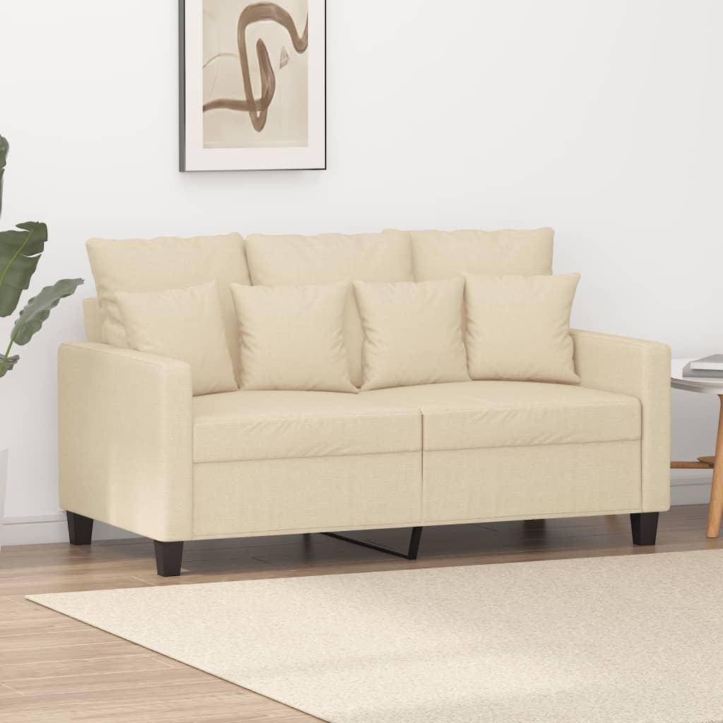 Kétszemélyes krémszínű szövetkanapé 120 cm