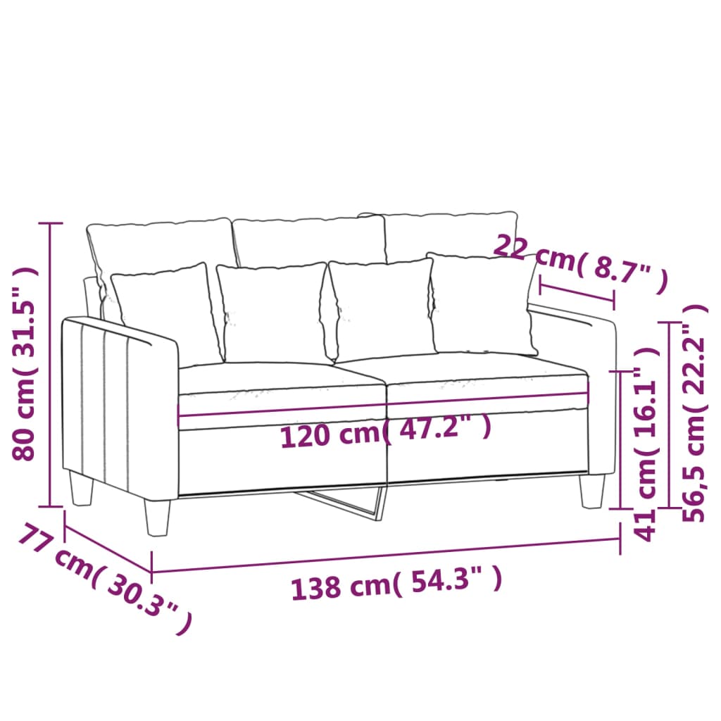 Kétszemélyes bordó szövet kanapé 120 cm