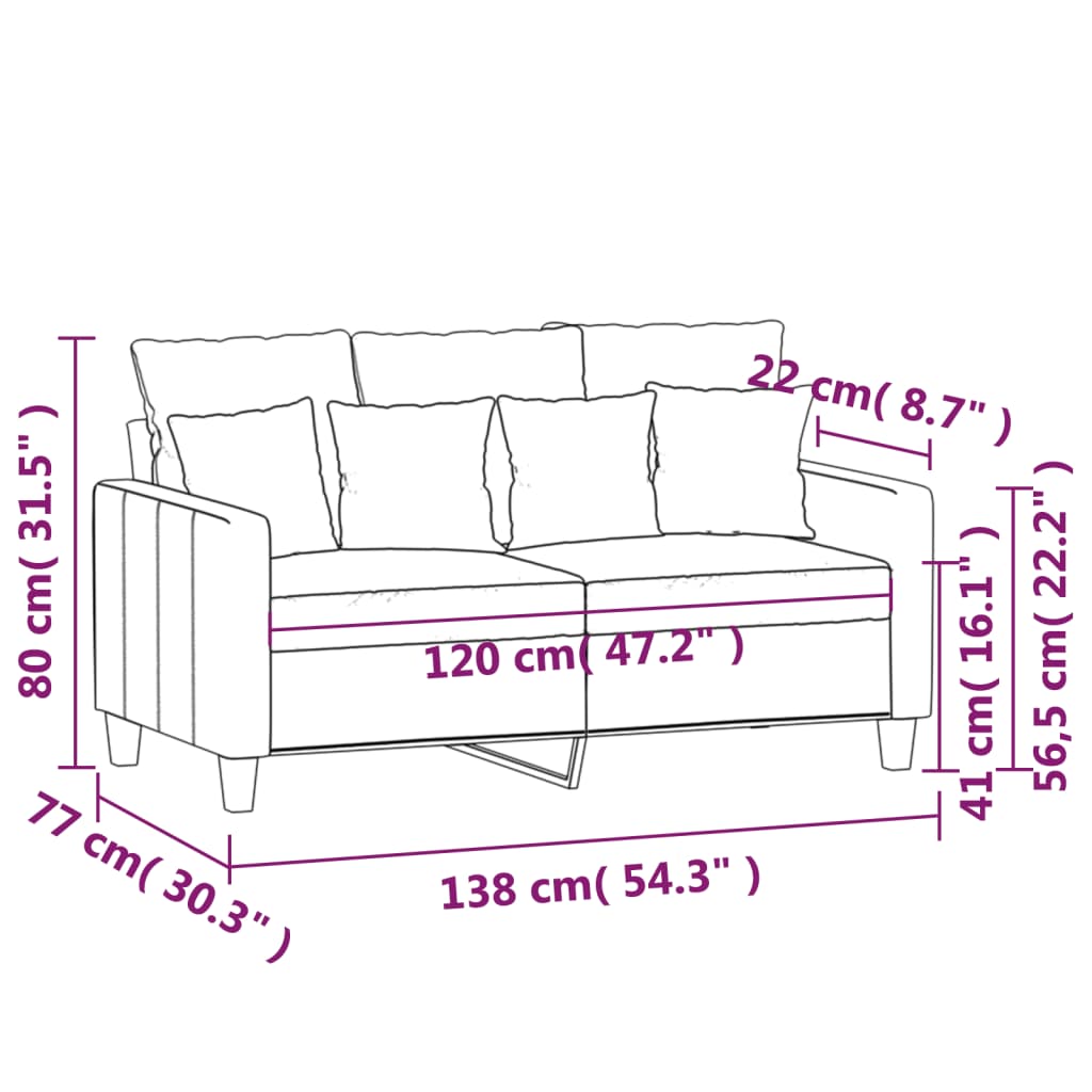 Kétszemélyes fekete szövetkanapé 120 cm