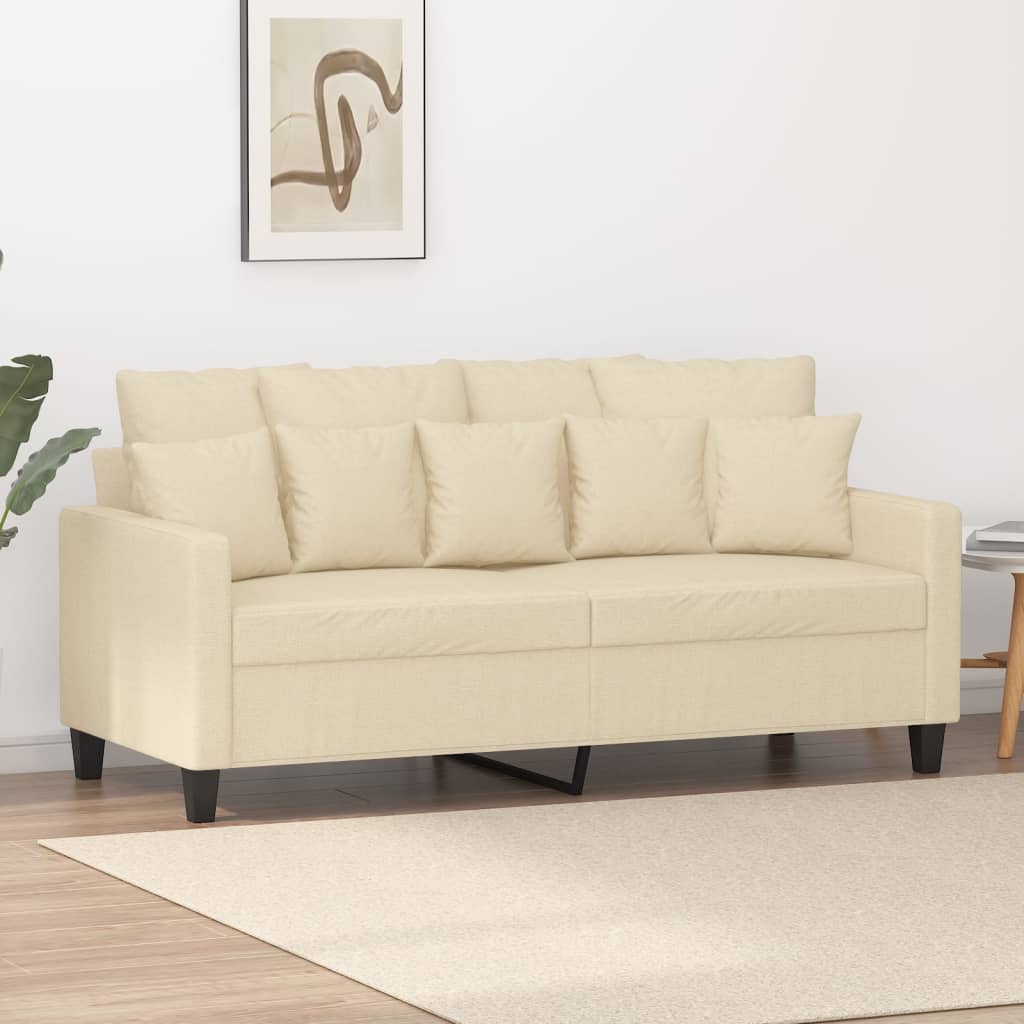 Kétszemélyes krémszínű szövetkanapé 140 cm