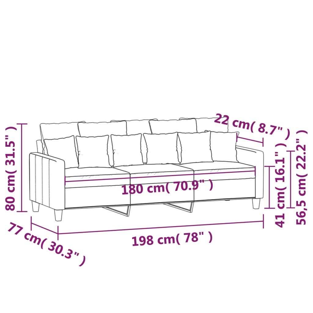 3 személyes krémszínű szövet kanapé 180 cm