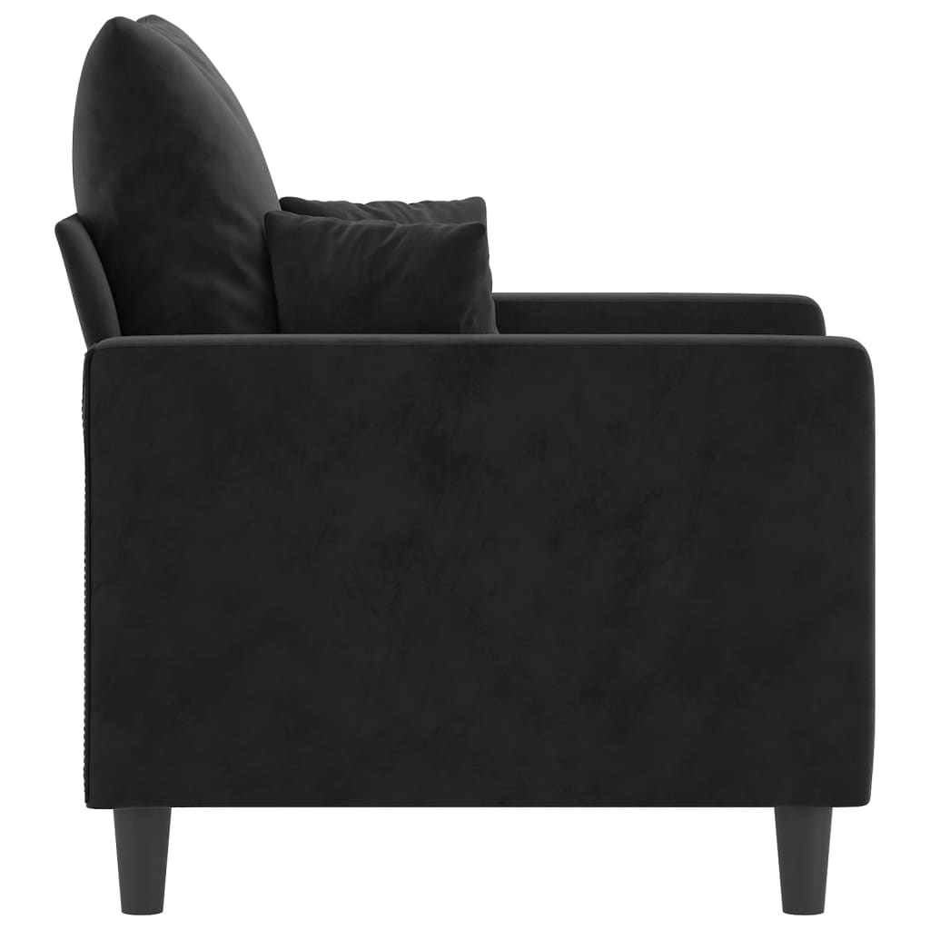 Fekete bársony kanapéfotel 60 cm