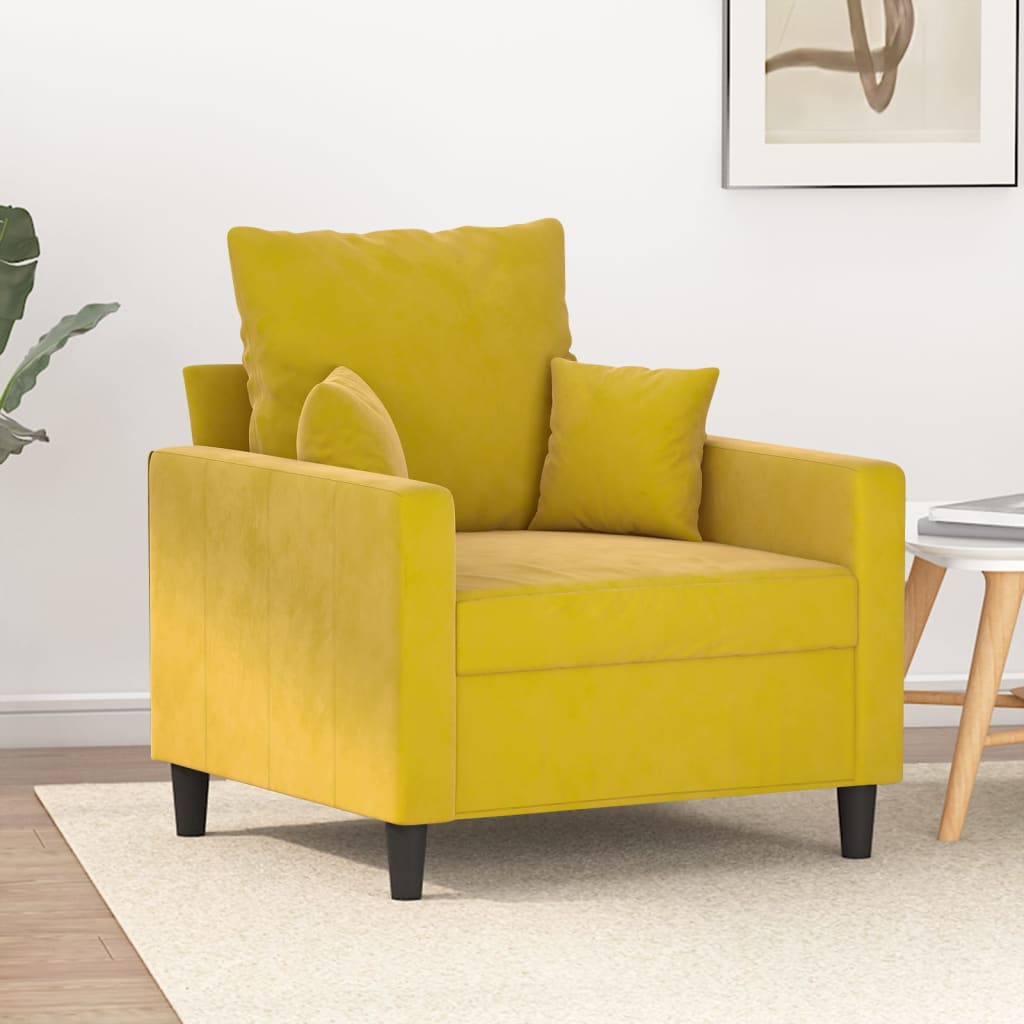 Sárga bársony kanapéfotel 60 cm Sárga bársony kanapéfotel 60 cm