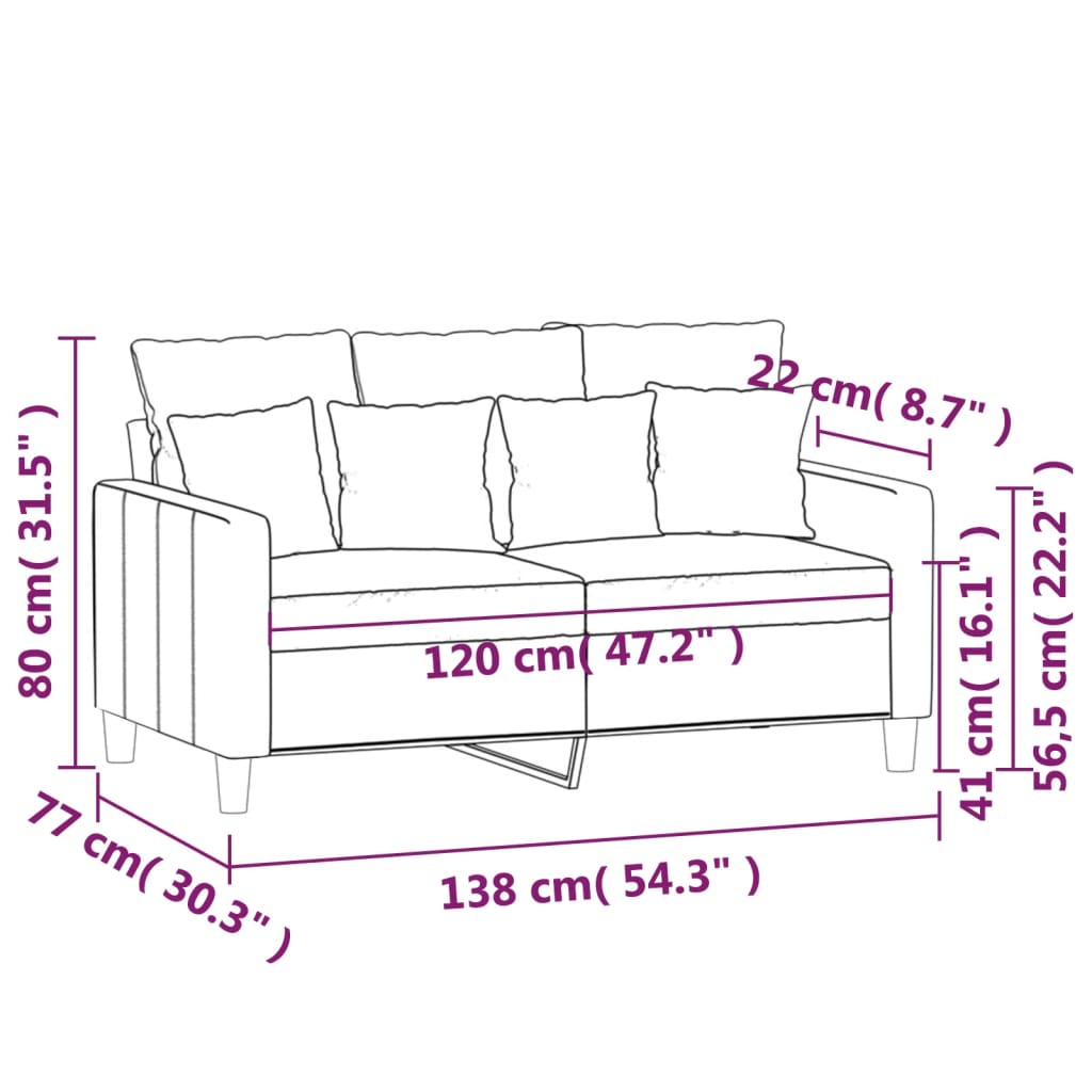 Kétszemélyes sárga bársony kanapé 120 cm