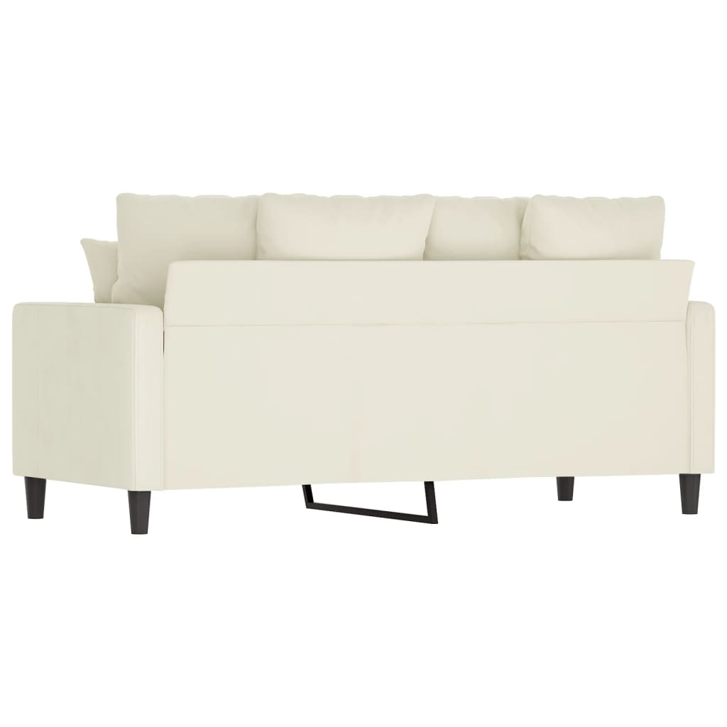 Kétszemélyes krémszínű bársony kanapé 140 cm