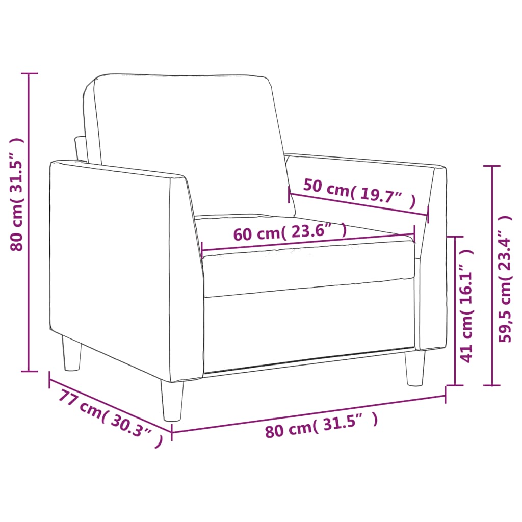 Fekete műbőr kanapéfotel 60 cm Fekete műbőr kanapéfotel 60 cm
