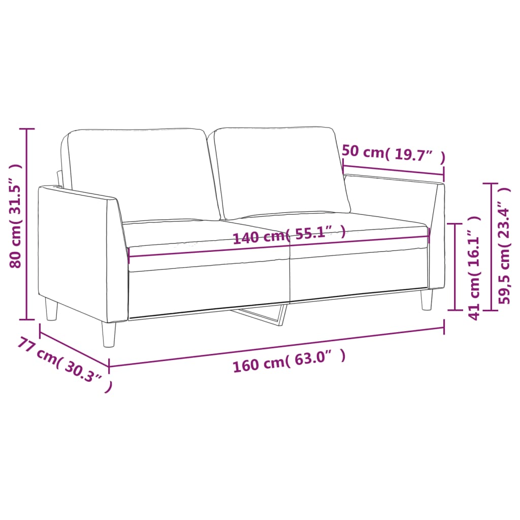 2 személyes fekete műbőr kanapé 140 cm