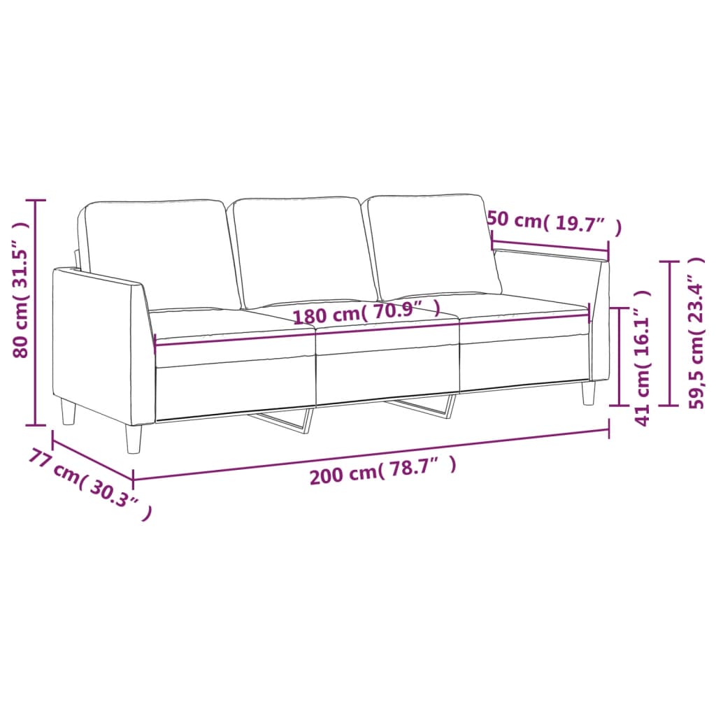 3 személyes cappuccino színű műbőr kanapé 180 cm