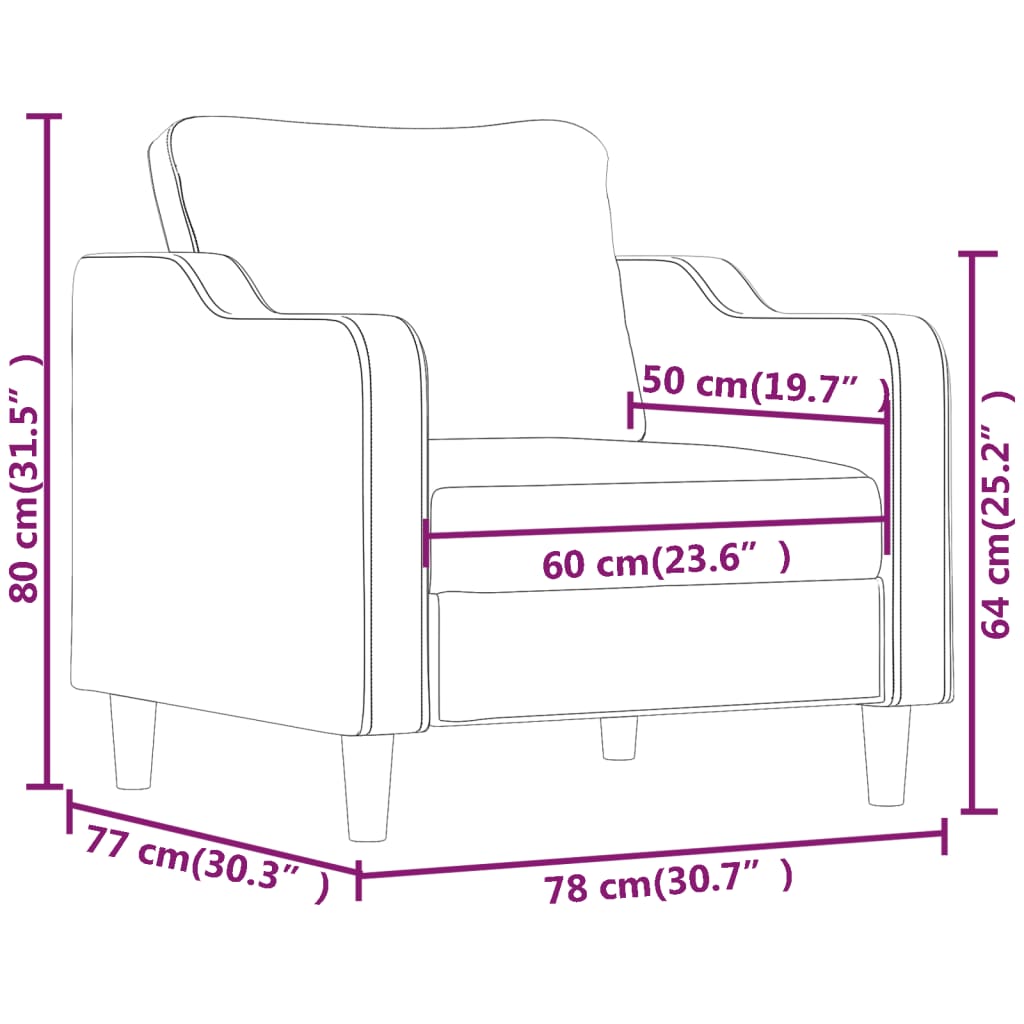 Bordó szövet kanapéfotel 60 cm