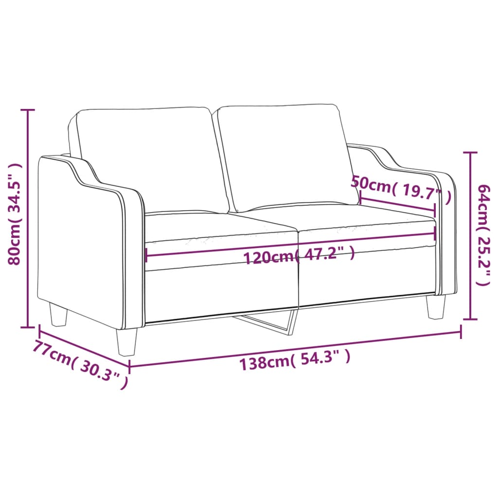 Kétszemélyes fekete szövetkanapé 120 cm Kétszemélyes fekete szövetkanapé 120 cm