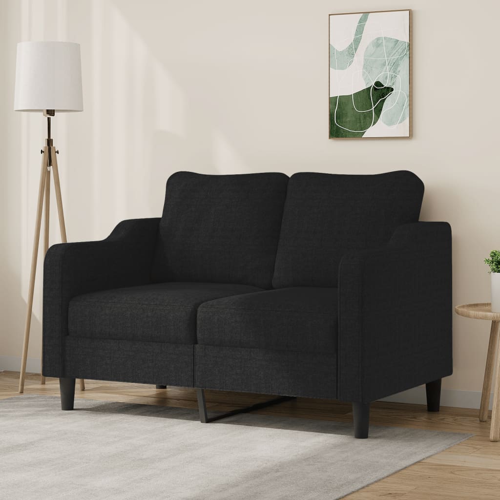 Kétszemélyes fekete szövetkanapé 120 cm Kétszemélyes fekete szövetkanapé 120 cm