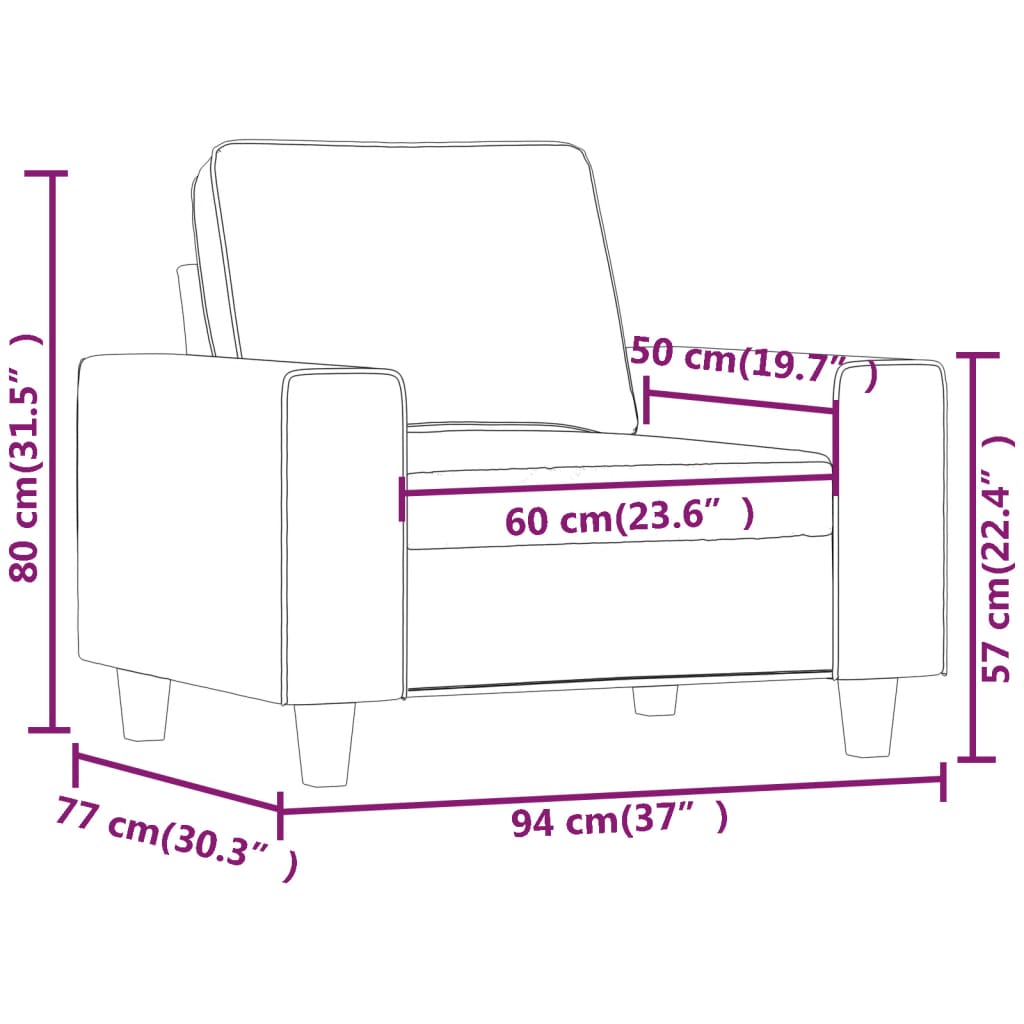 Fekete szövet kanapéfotel 60 cm