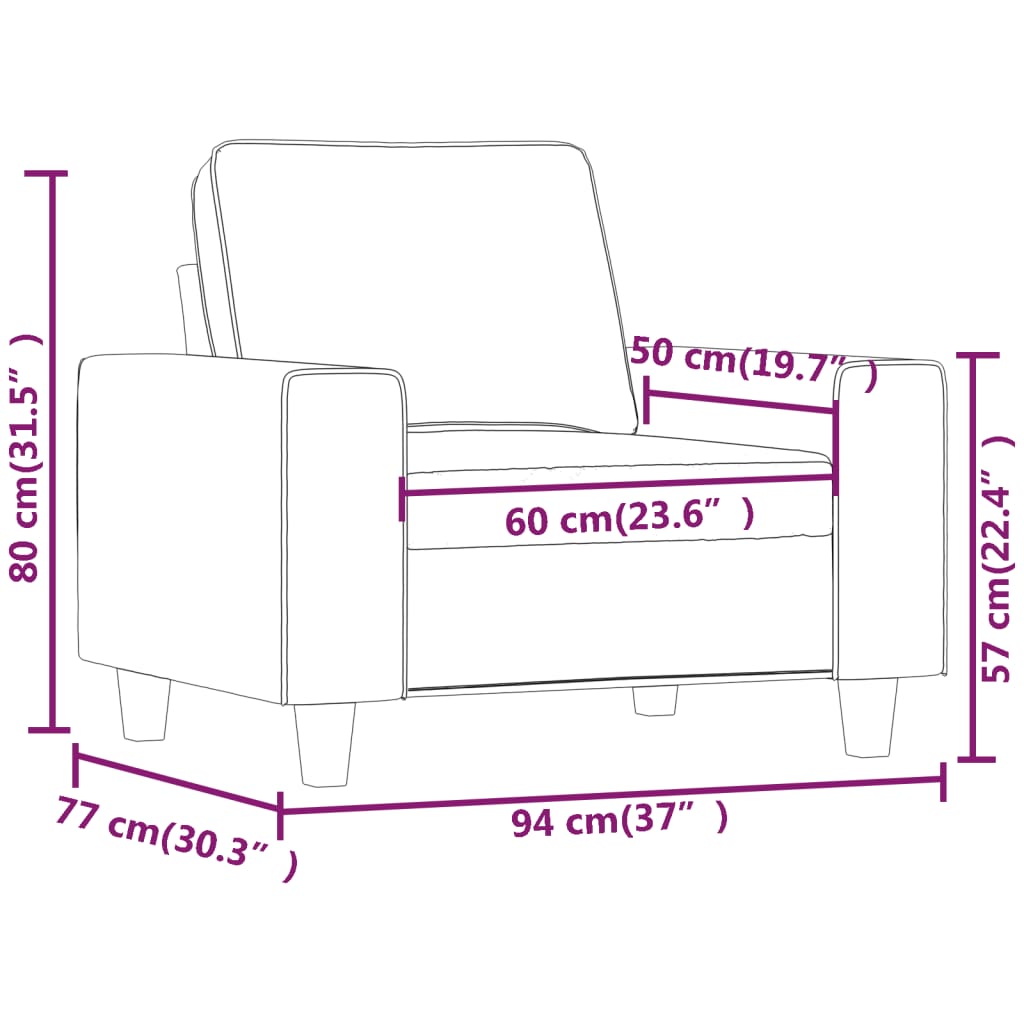 Világossárga szövet kanapéfotel 60 cm