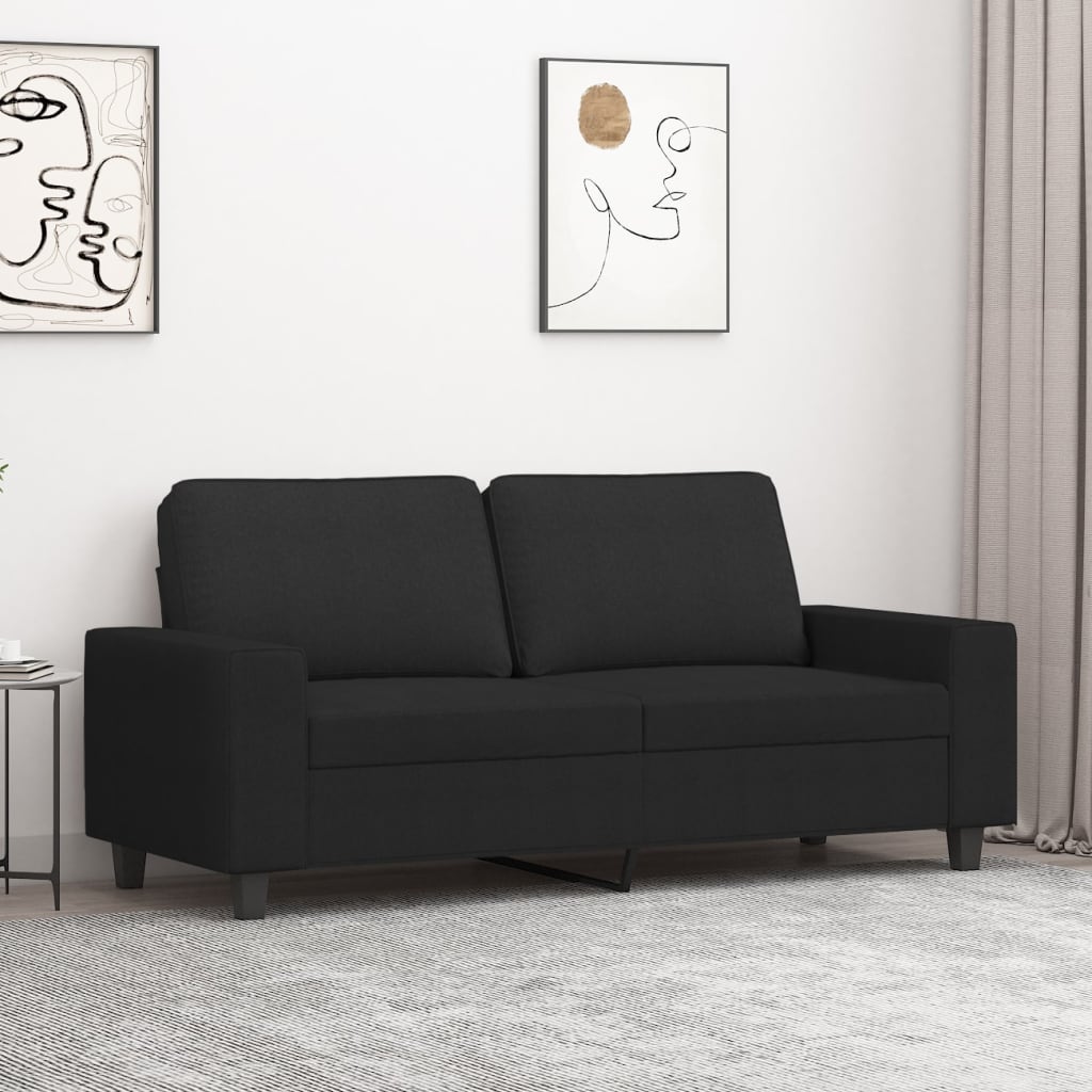 Kétszemélyes fekete szövetkanapé 140 cm Kétszemélyes fekete szövetkanapé 140 cm