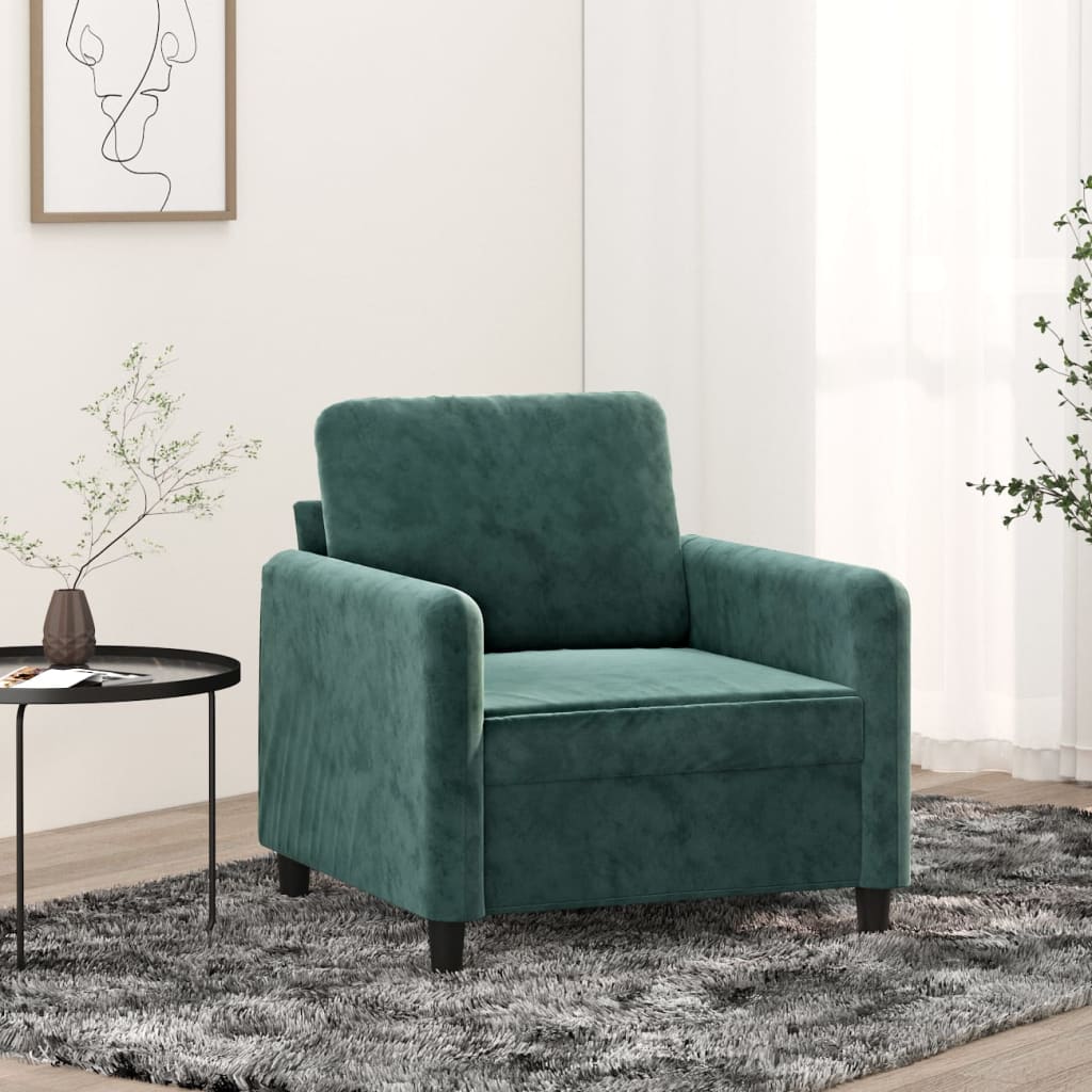 Sötétzöld bársony kanapéfotel 60 cm Sötétzöld bársony kanapéfotel 60 cm