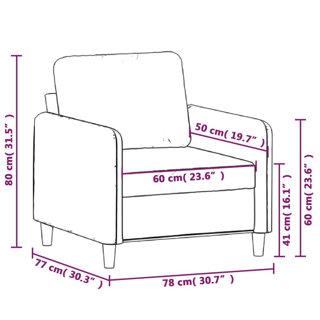 Rózsaszín bársony kanapéfotel 60 cm