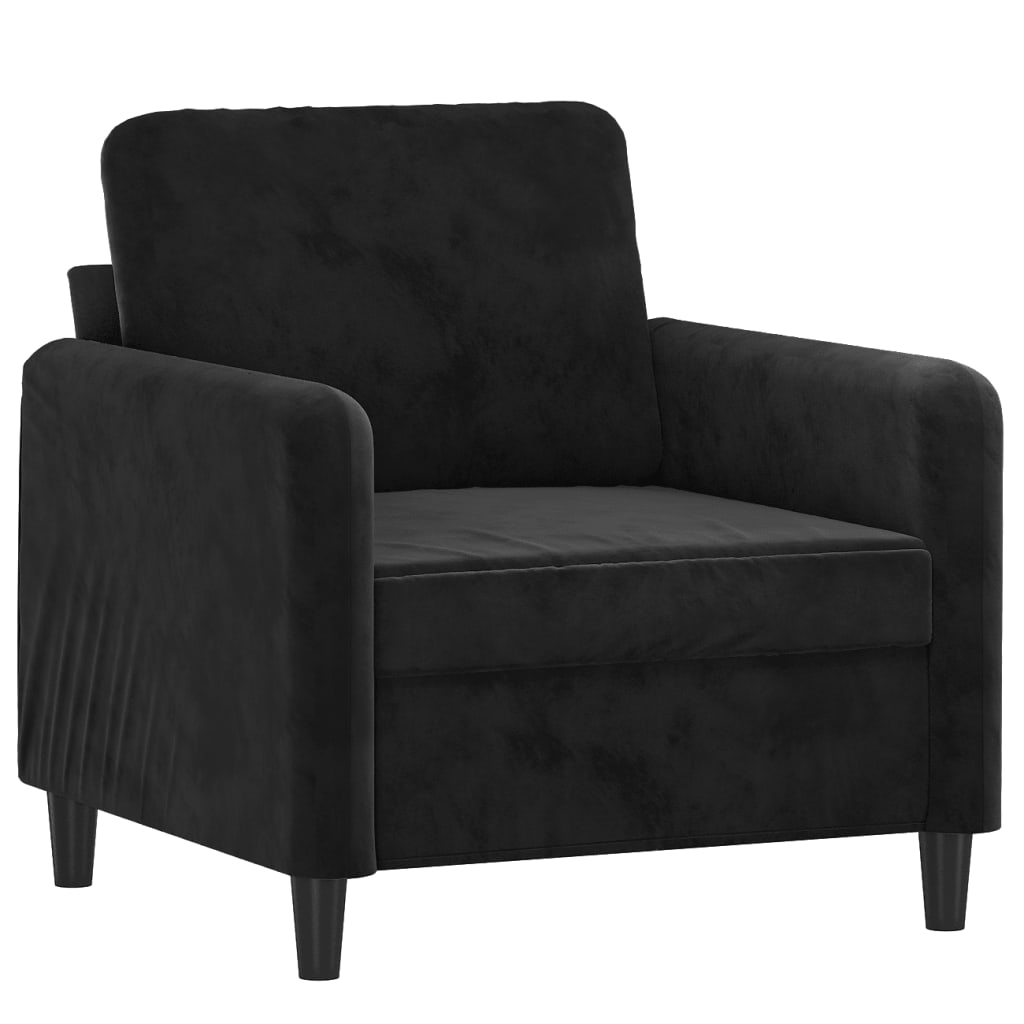 Fekete bársony kanapéfotel 60 cm