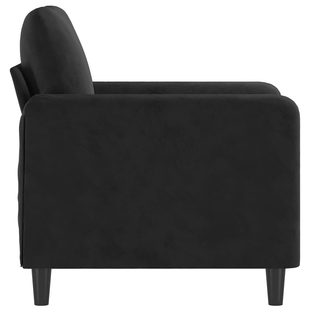 Fekete bársony kanapéfotel 60 cm