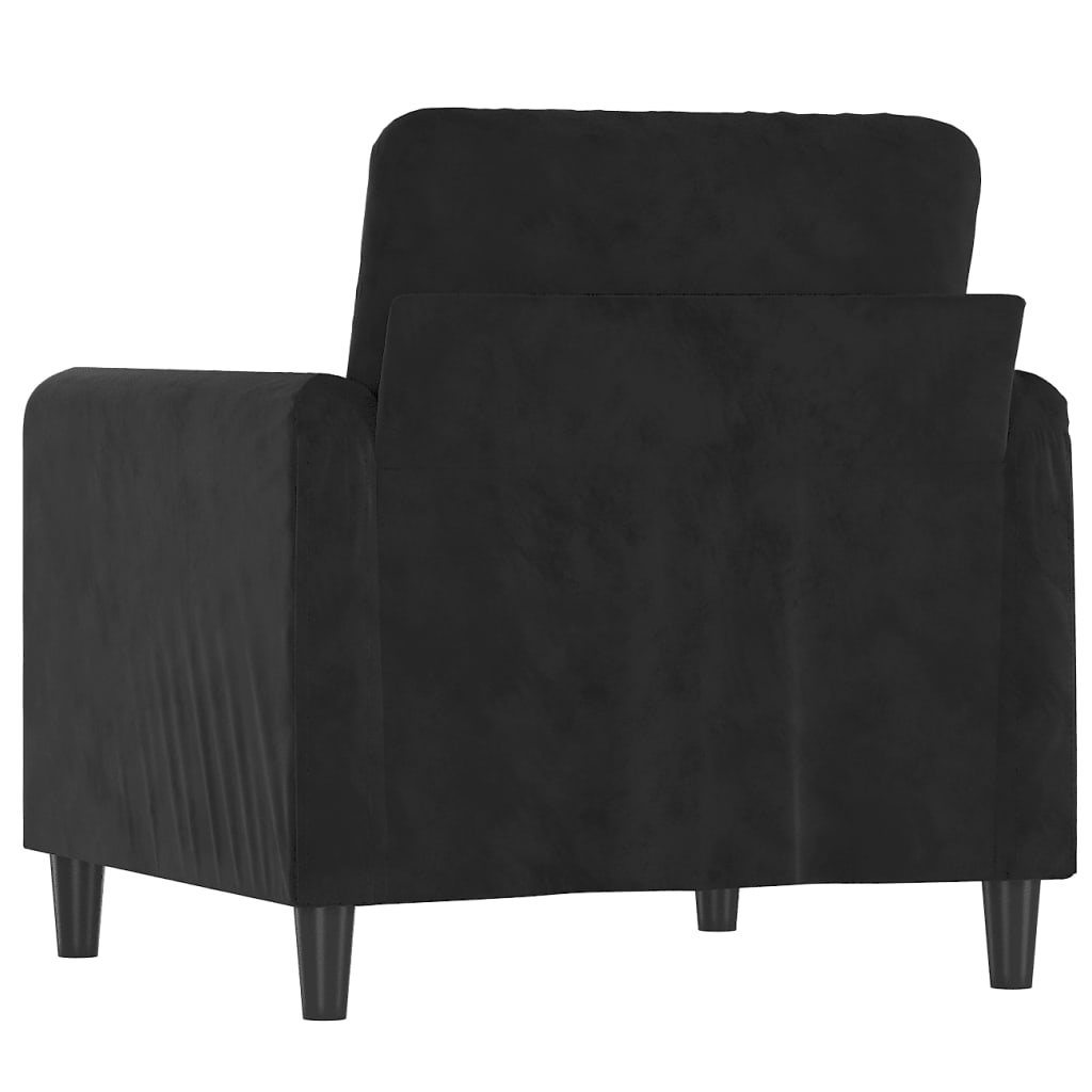 Fekete bársony kanapéfotel 60 cm