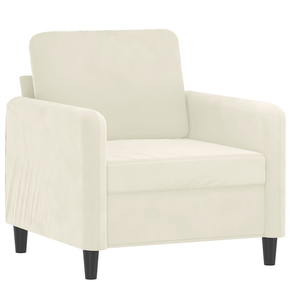 Krémszínű bársony kanapéfotel 60 cm Krémszínű bársony kanapéfotel 60 cm