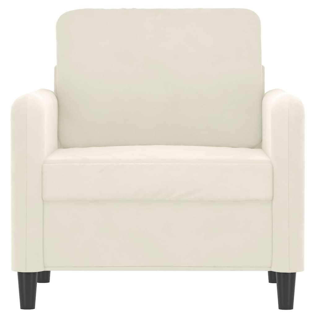 Krémszínű bársony kanapéfotel 60 cm Krémszínű bársony kanapéfotel 60 cm