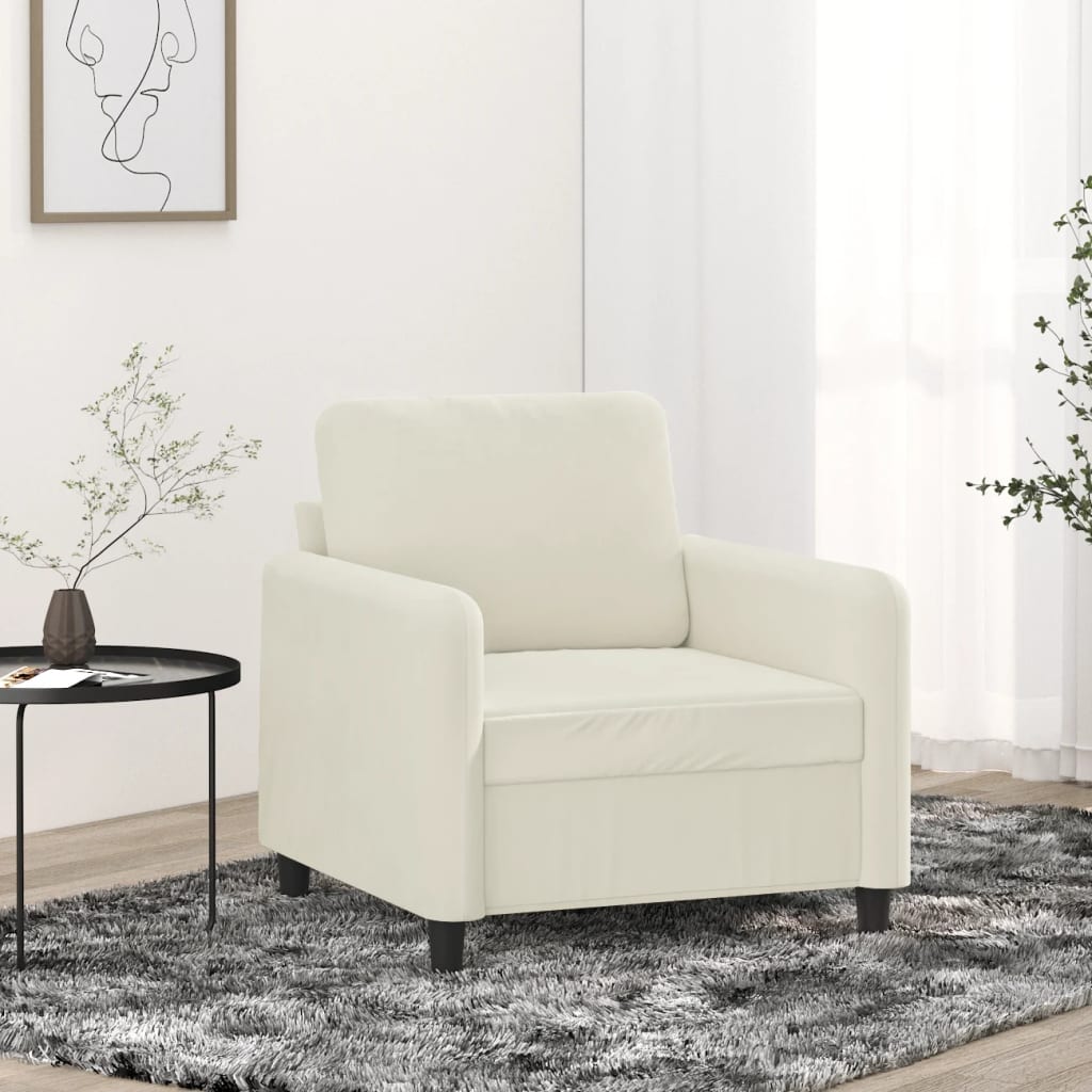 Krémszínű bársony kanapéfotel 60 cm Krémszínű bársony kanapéfotel 60 cm