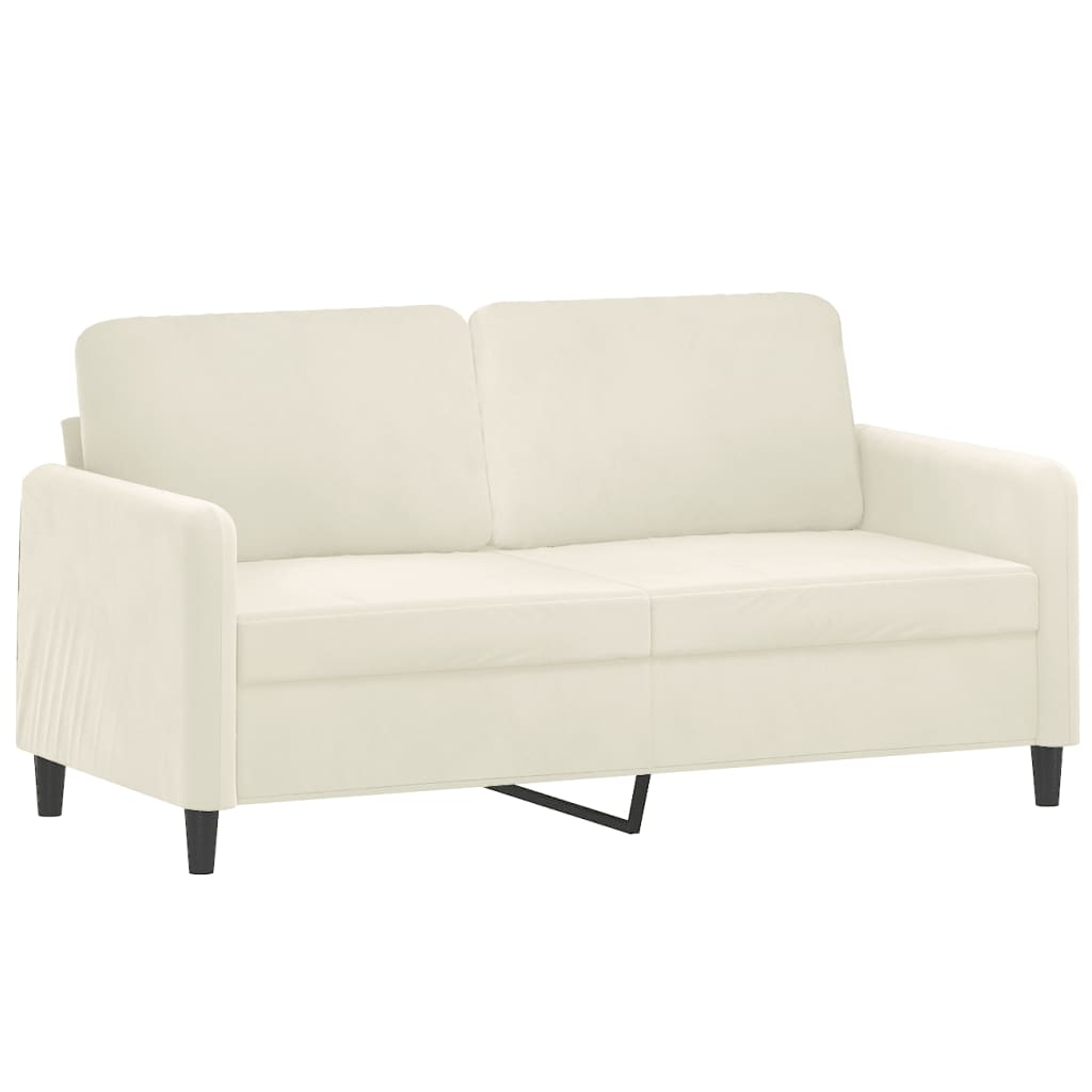 Kétszemélyes krémszínű bársony kanapé 140 cm Kétszemélyes krémszínű bársony kanapé 140 cm