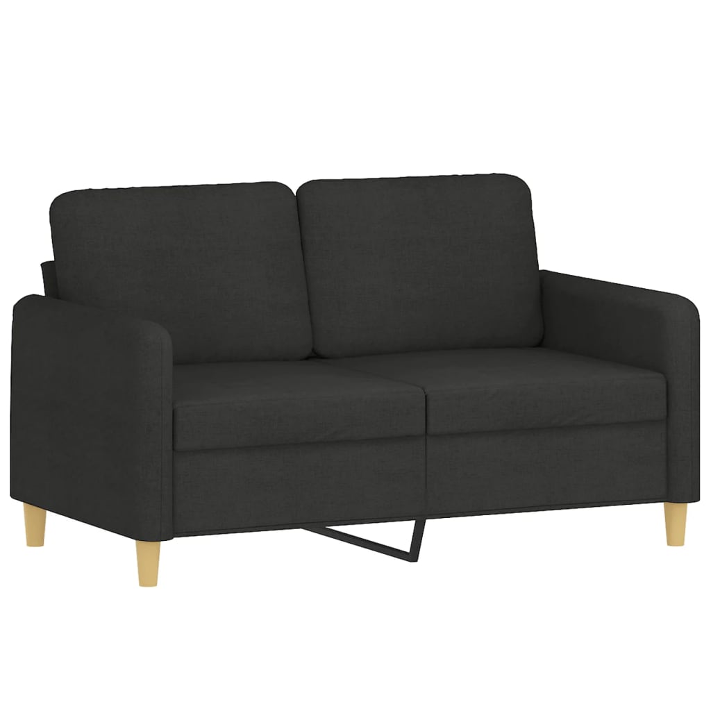 Kétszemélyes fekete szövetkanapé 120 cm