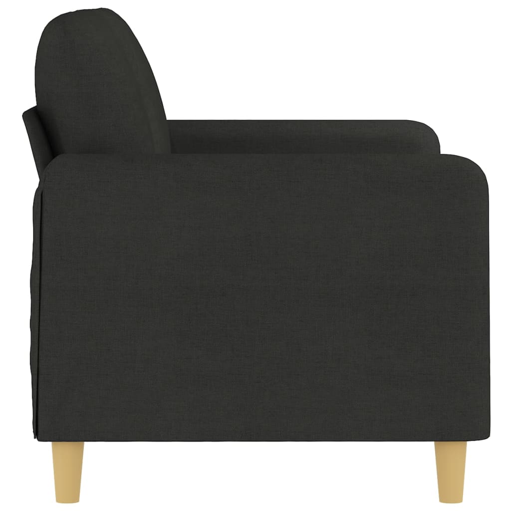 Kétszemélyes fekete szövetkanapé 120 cm