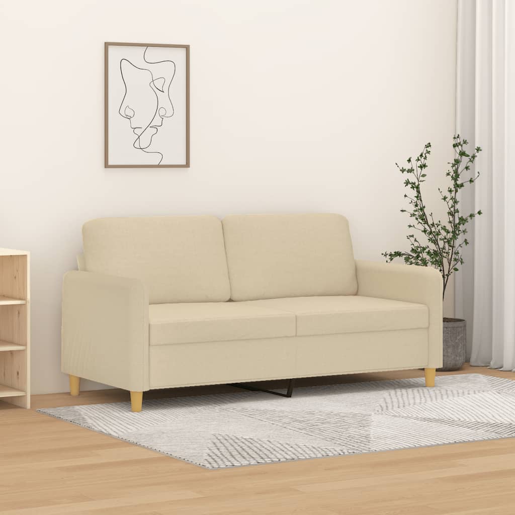 Kétszemélyes krémszínű szövetkanapé 140 cm