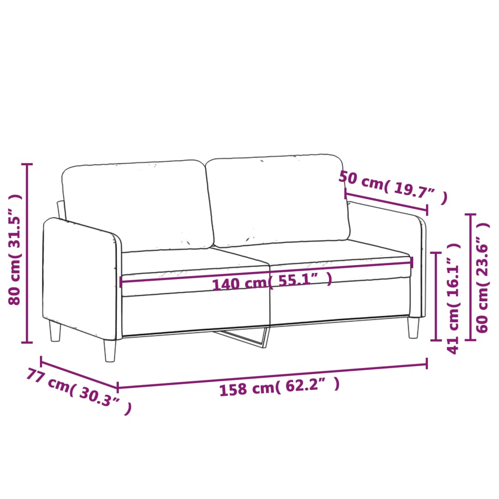 Kétszemélyes fekete szövetkanapé 140 cm Kétszemélyes fekete szövetkanapé 140 cm