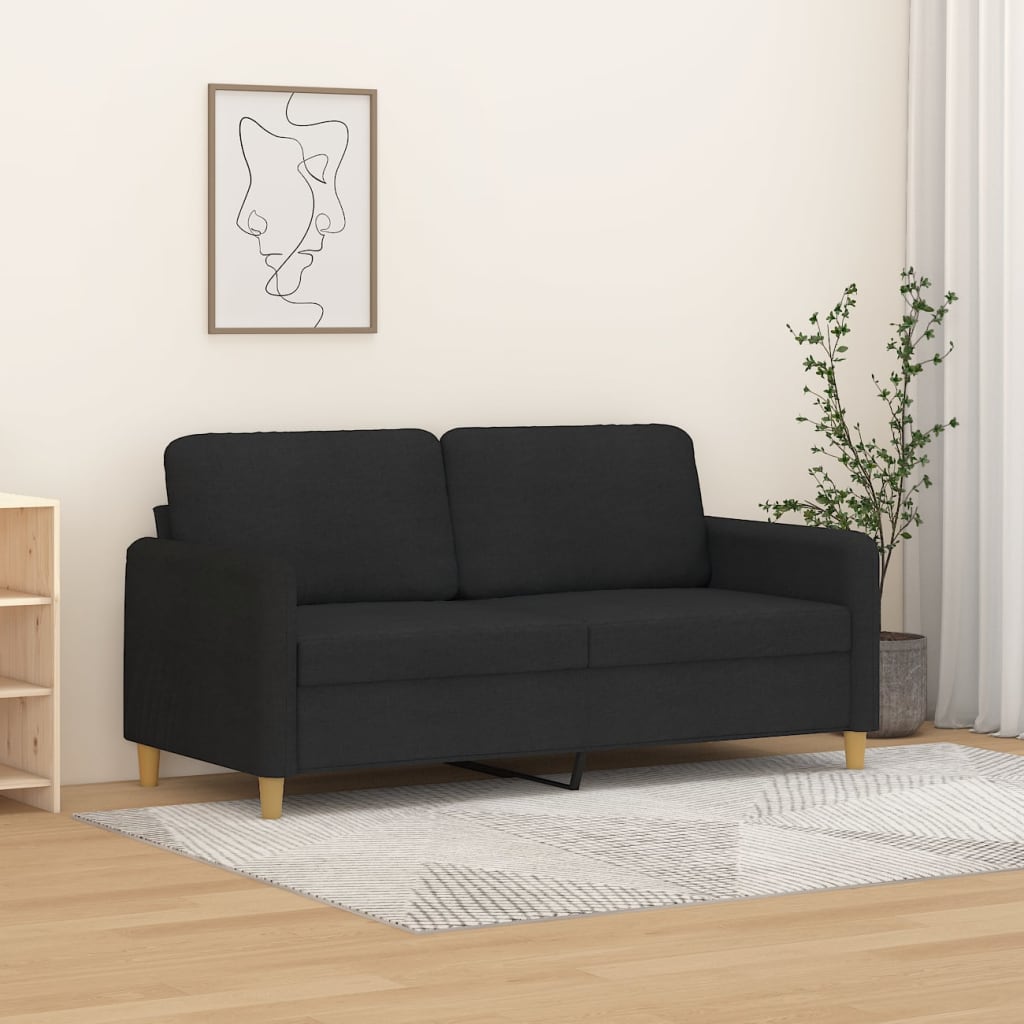 Kétszemélyes fekete szövetkanapé 140 cm Kétszemélyes fekete szövetkanapé 140 cm