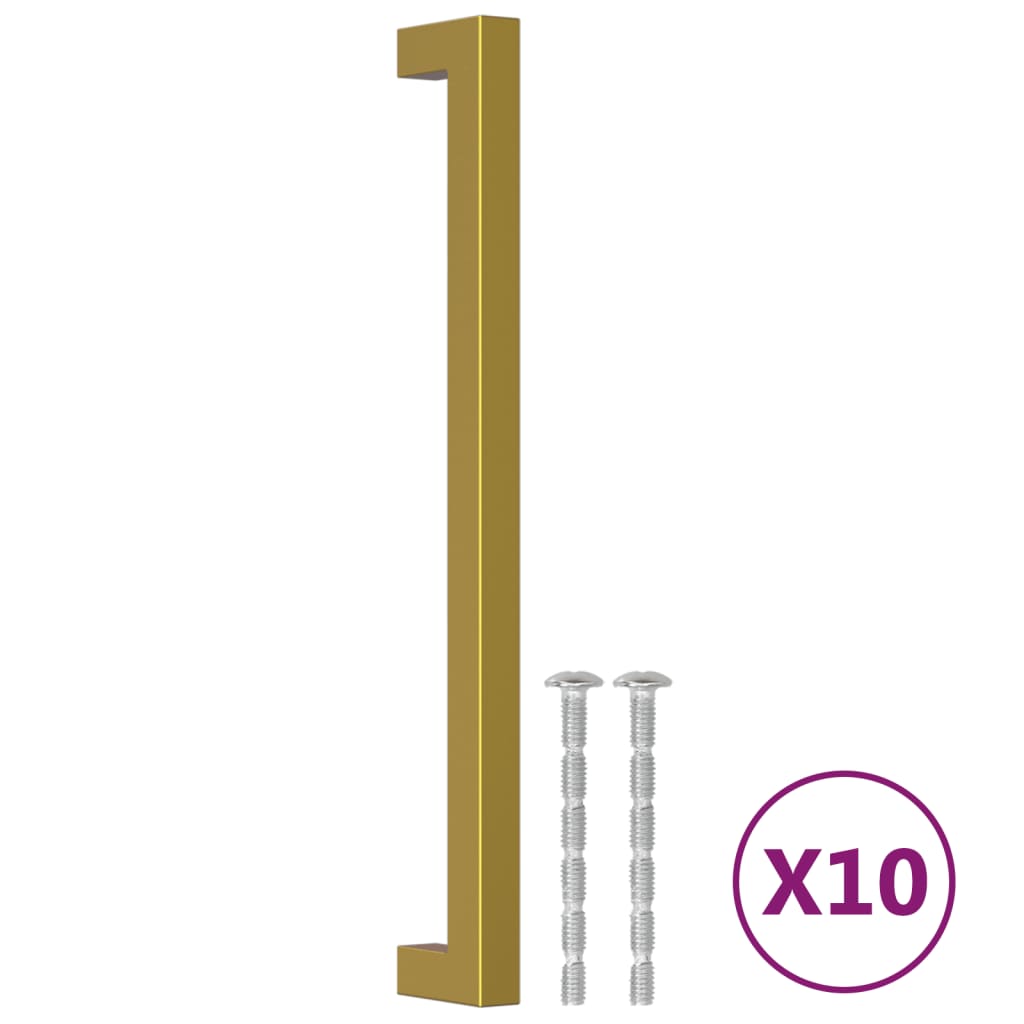 10 db aranyszínű rozsdamentes acél szekrényfogantyú 224 mm