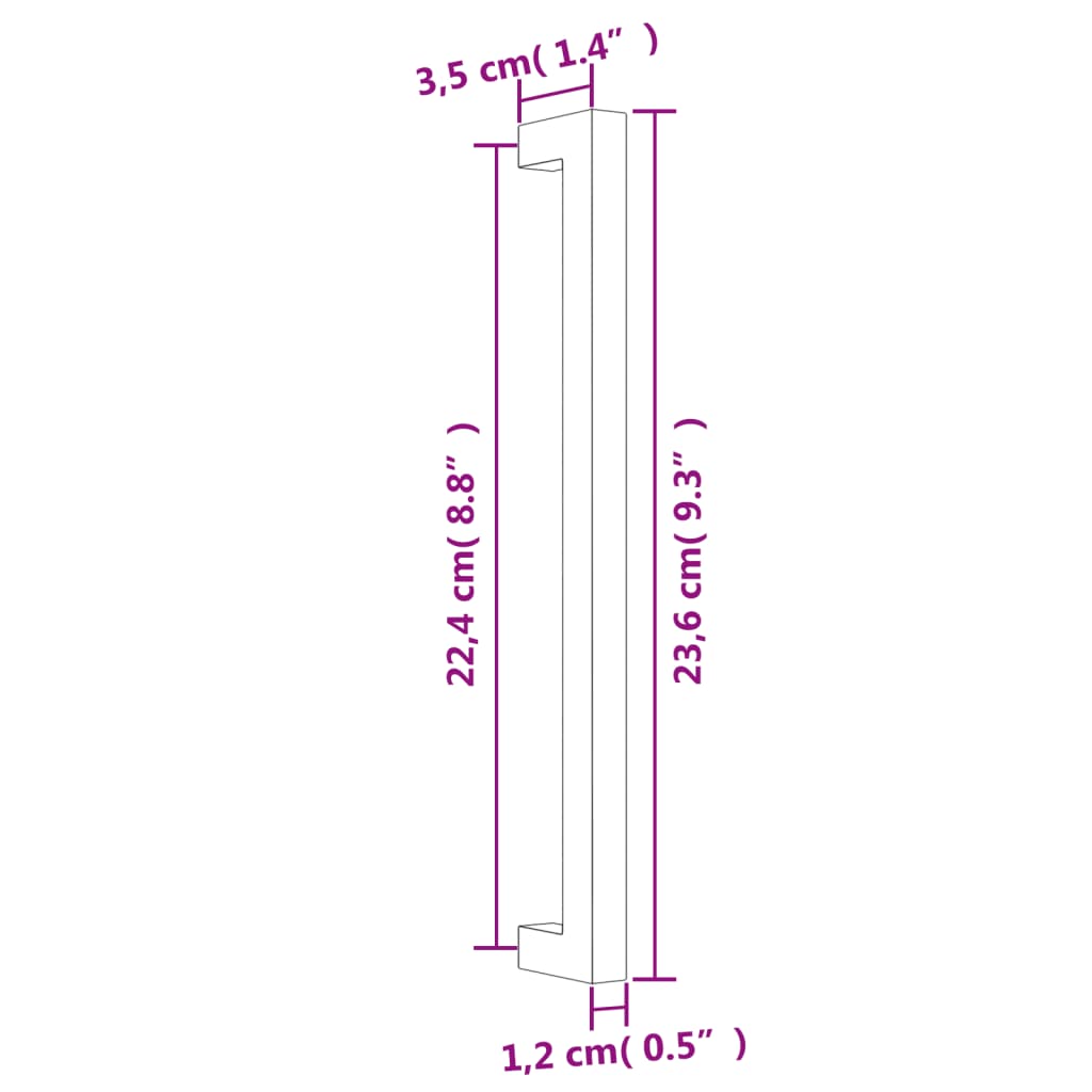 10 db aranyszínű rozsdamentes acél szekrényfogantyú 224 mm