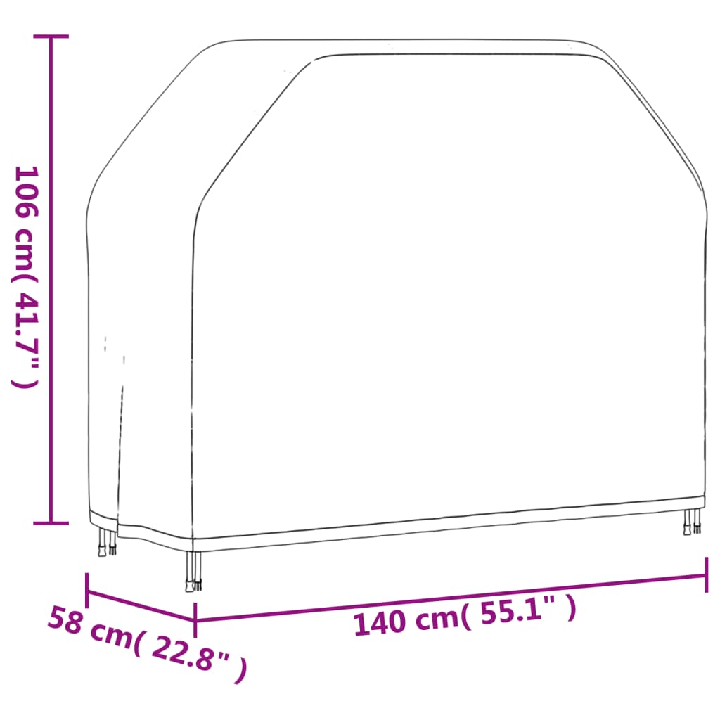 Fekete 420d oxford szövet grillsütőhuzat 140 x 58 x 106 cm