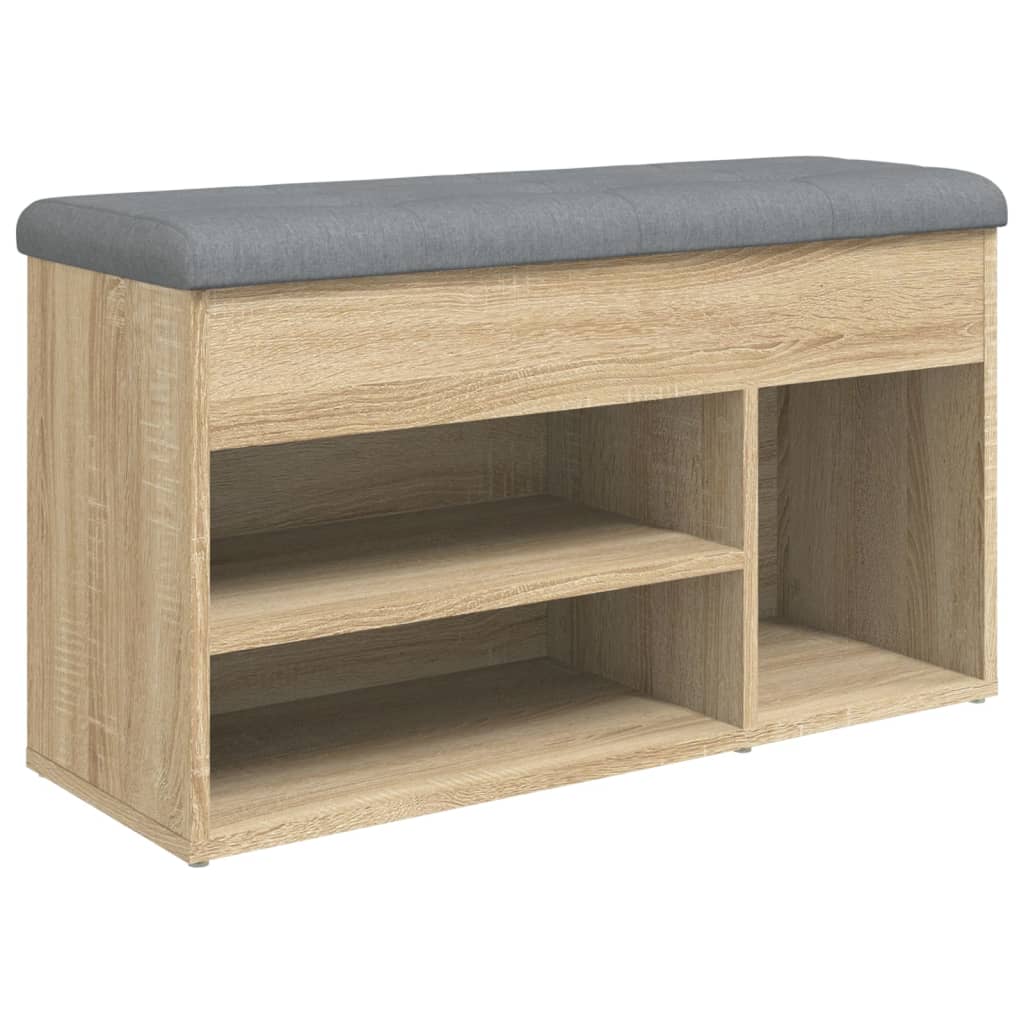 Sonoma tölgy színű szerelt fa cipőtároló pad 82 x 32 x 45,5 cm