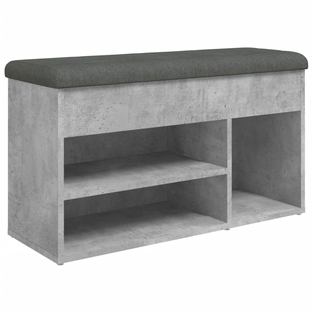 Betonszürke szerelt fa cipőtároló pad 82 x 32 x 45,5 cm