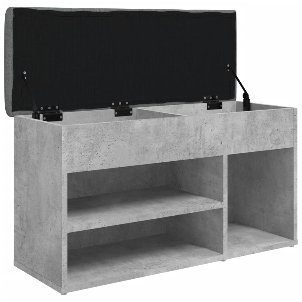 Betonszürke szerelt fa cipőtároló pad 82 x 32 x 45,5 cm